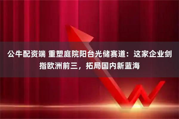 公牛配资端 重塑庭院阳台光储赛道：这家企业剑指欧洲前三，拓局国内新蓝海